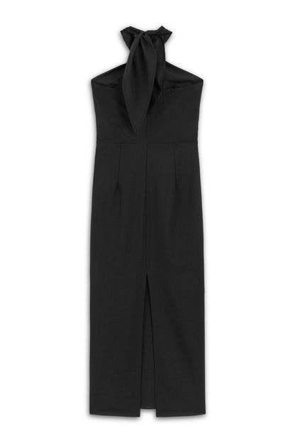 Black Halter Neck Midi Dress