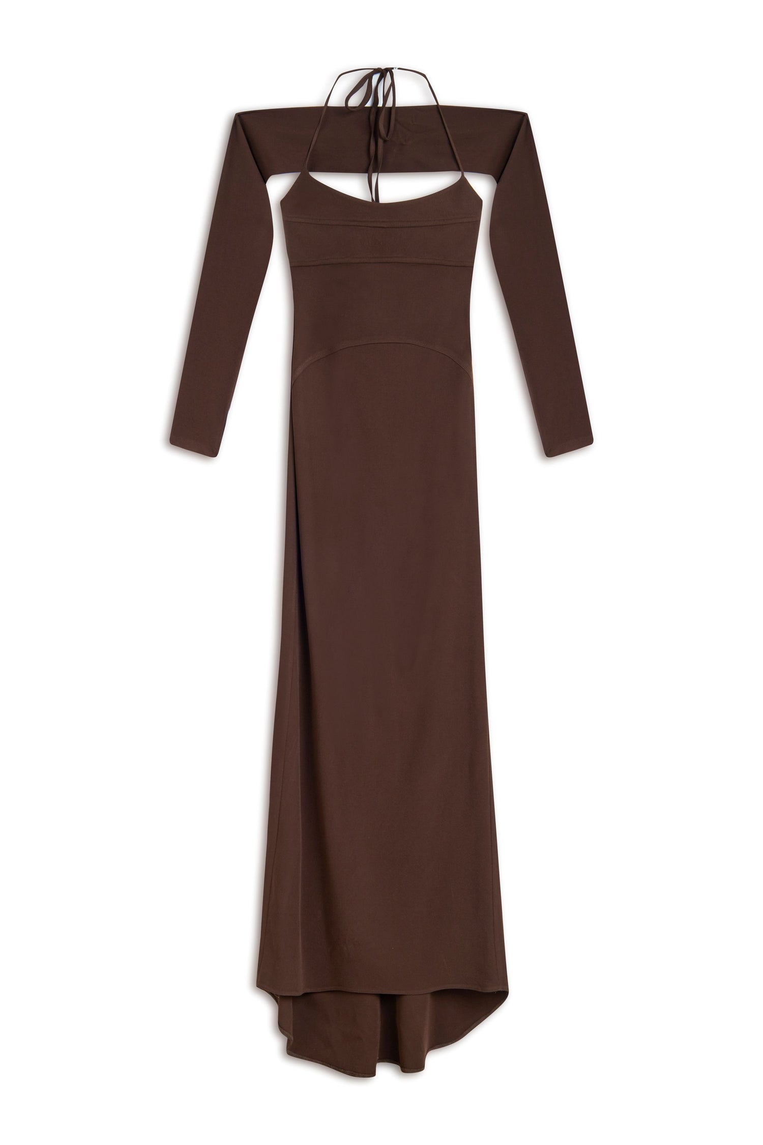 Brown Maxi Dress with Glove Accessory