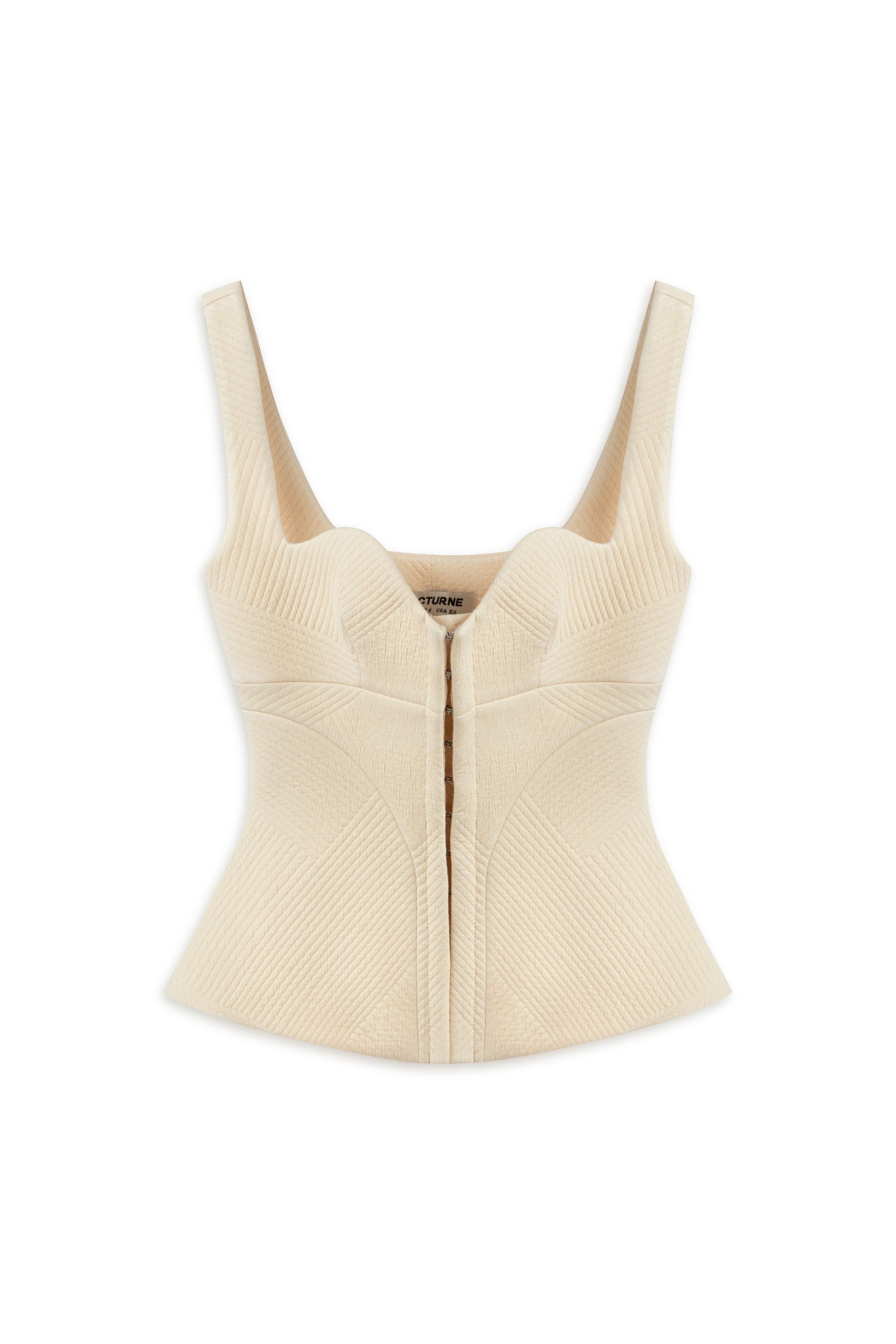 Ecru Corset-Inspired Blouse