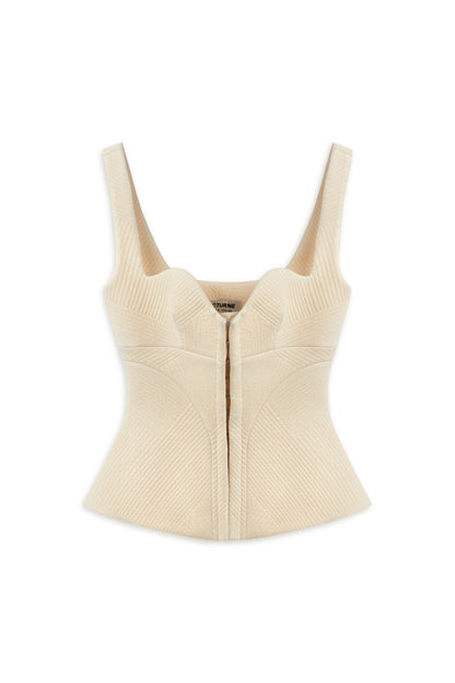 Ecru Corset-Inspired Blouse