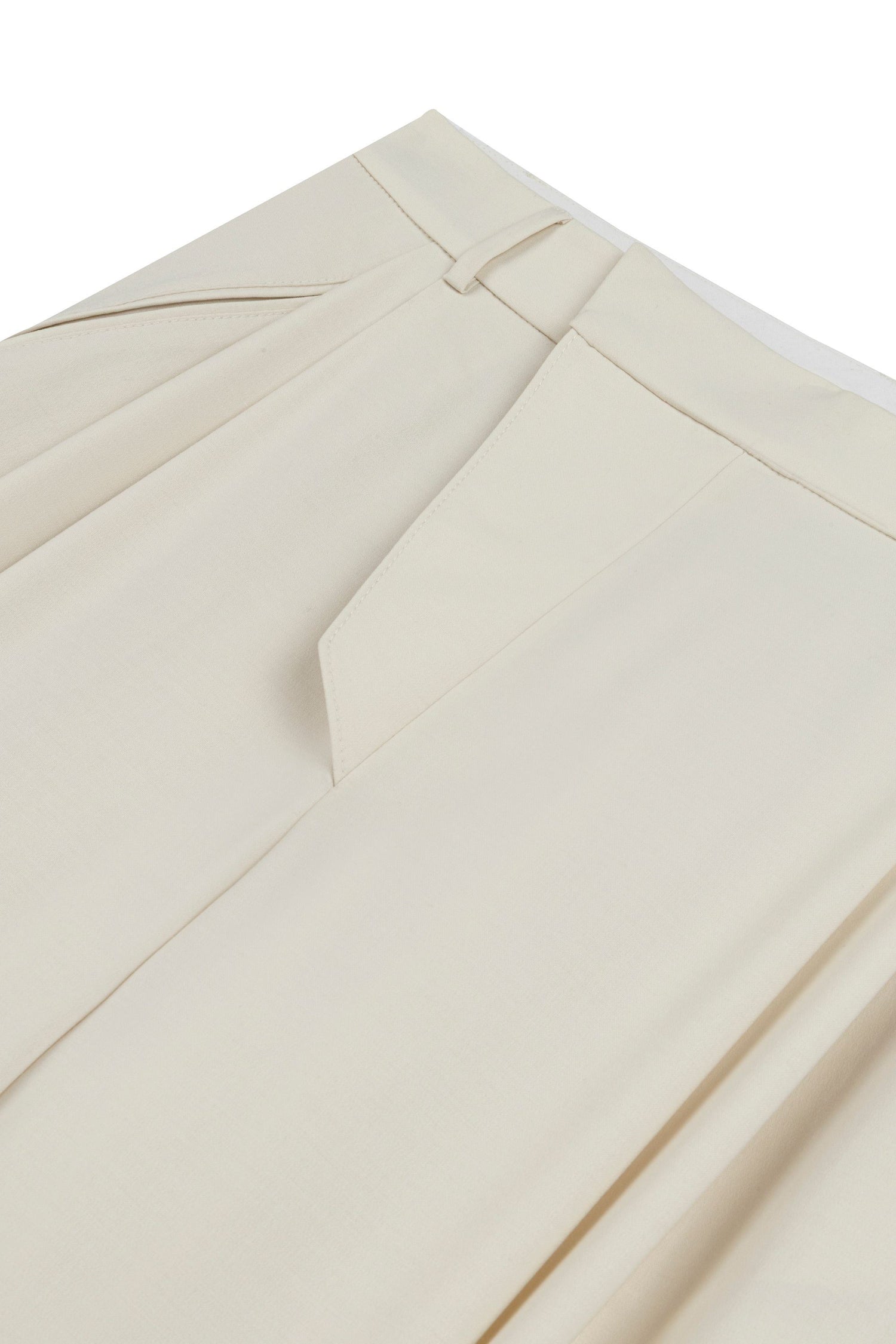 Ecru Asymmetric Placket Detail Pants