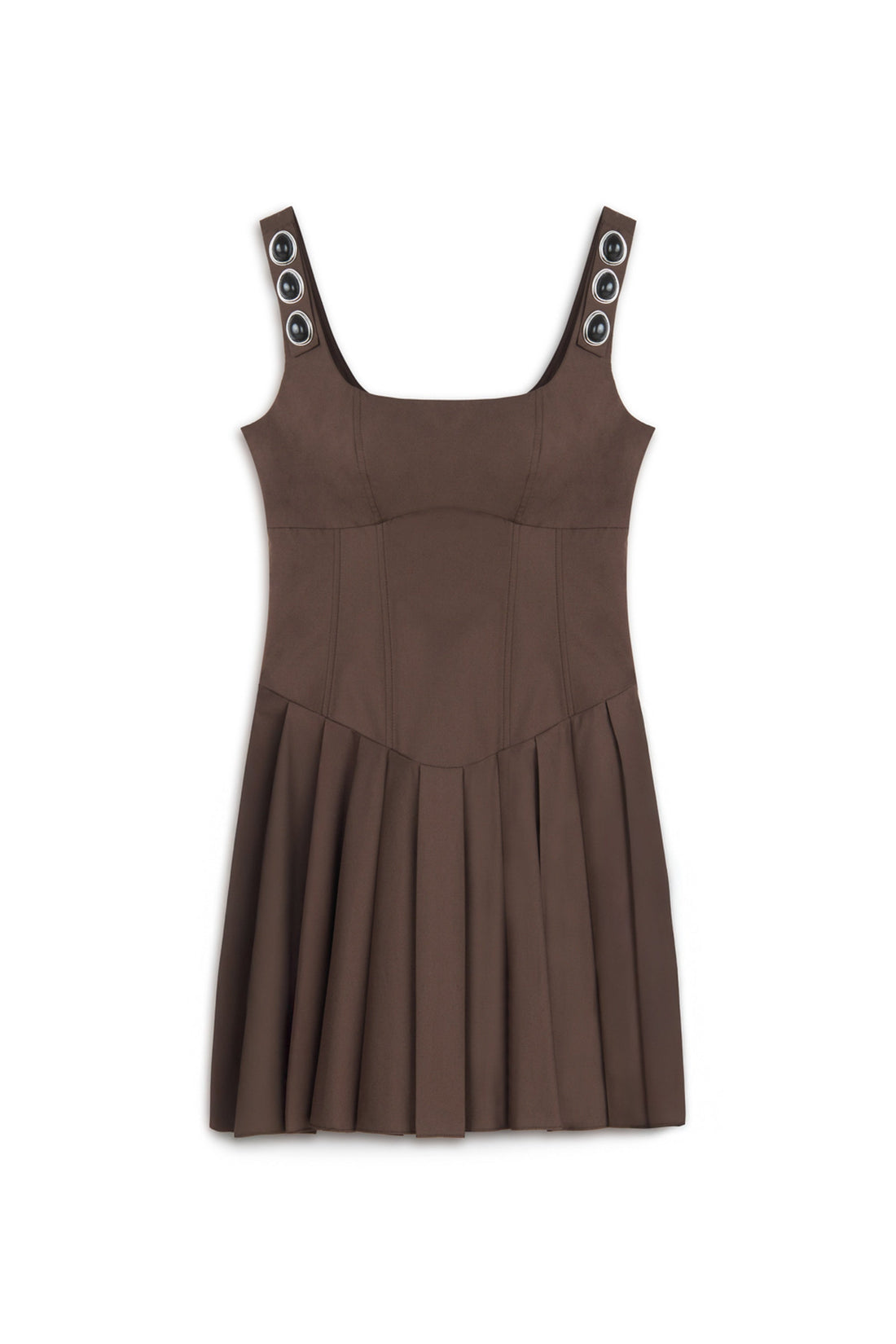 Coffee Accesory Detailed Corset Look Mini Dress