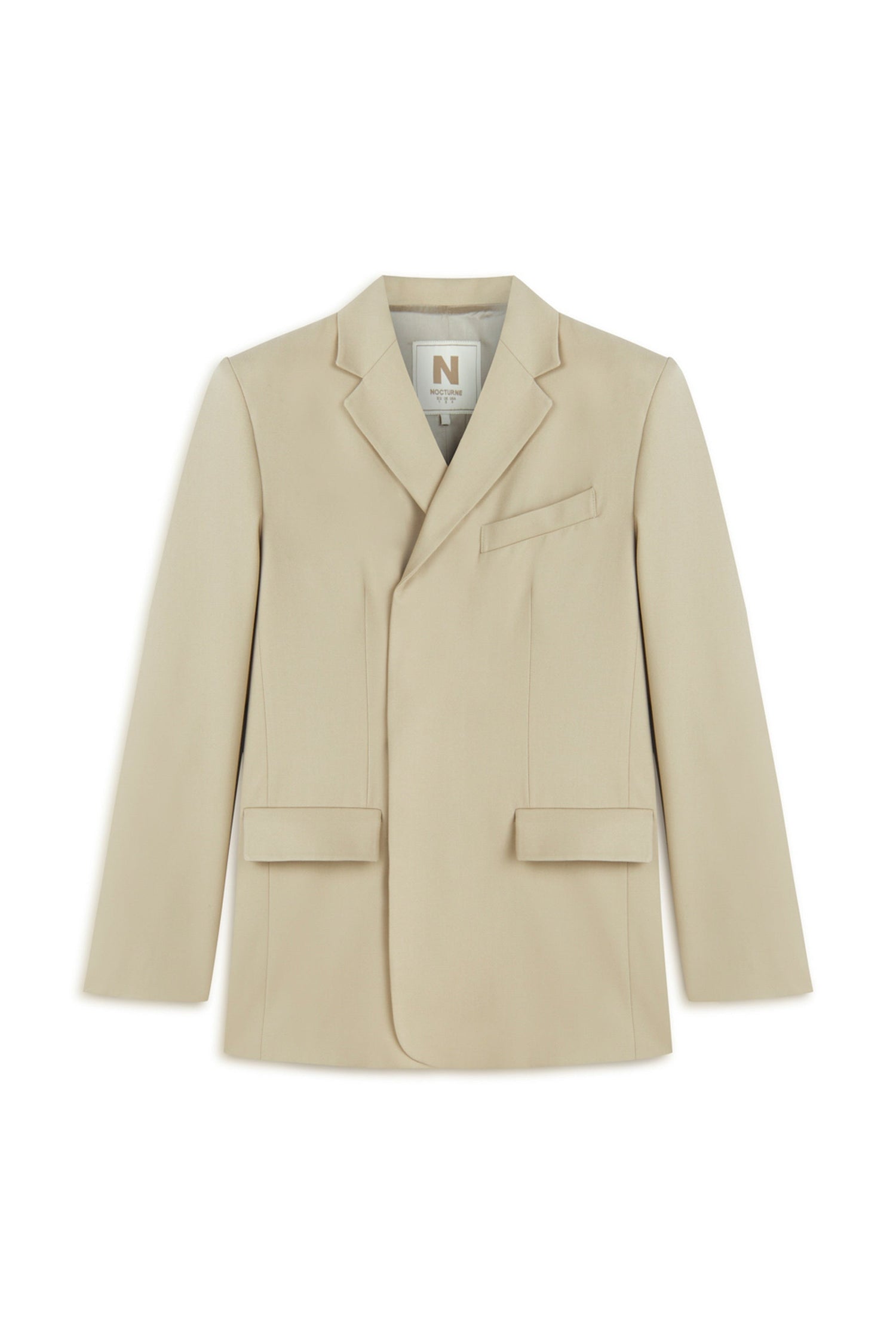 Beige Oversized Padded Blazer Jacket