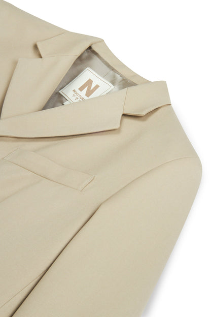 Beige Oversized Padded Blazer Jacket