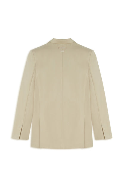 Beige Oversized Padded Blazer Jacket