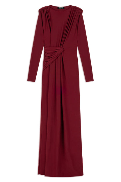 Burgundy Maxi Dress with Twirl Detail