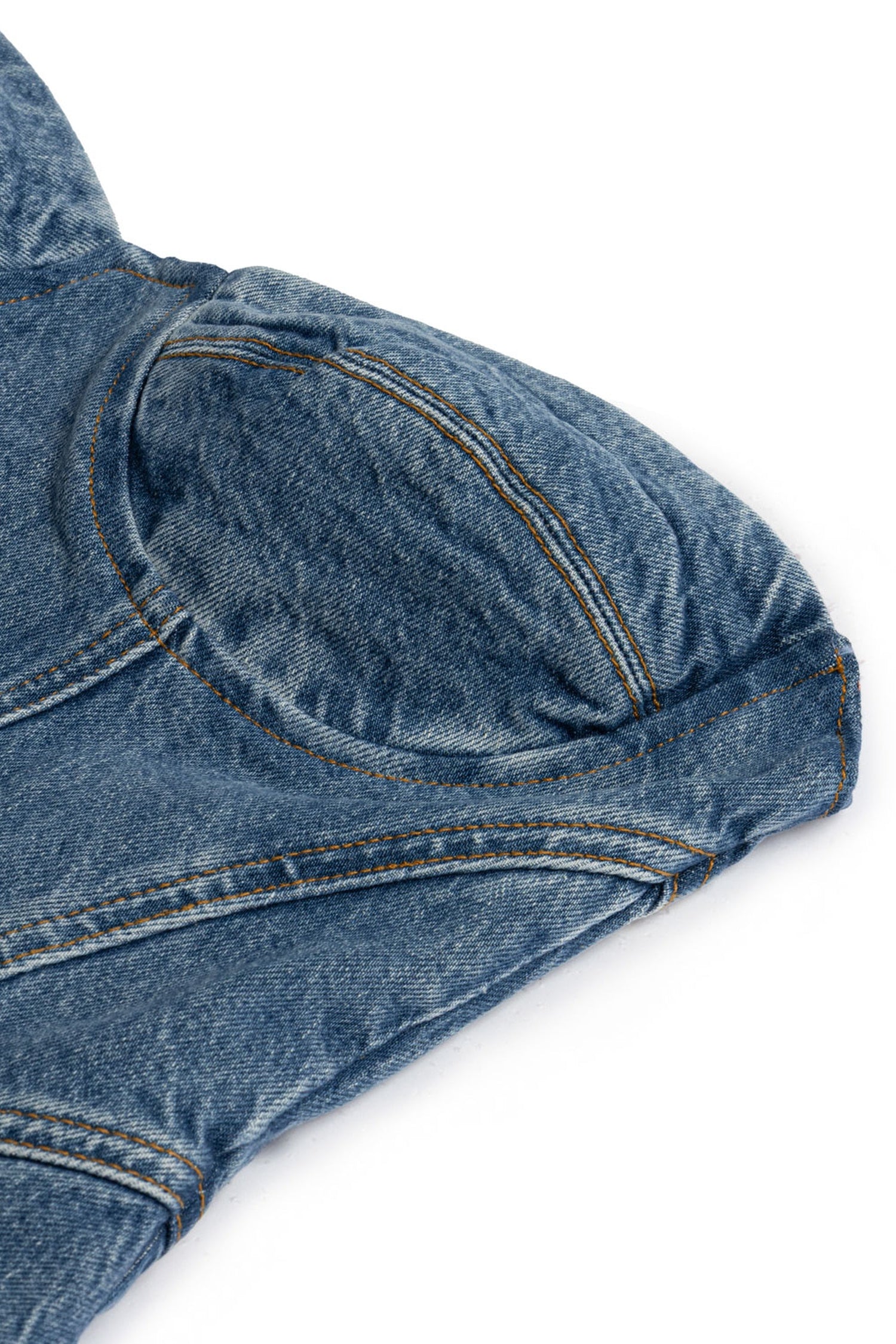 Indigo Sweetheart Neckline Denim Blouse