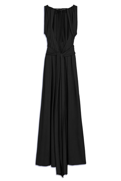 Black Maxi Dress with Belt Ties