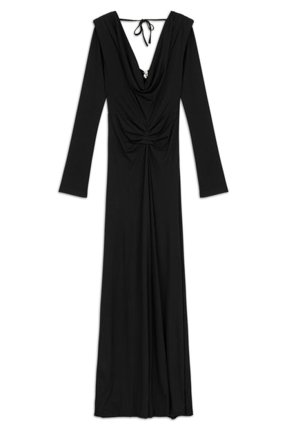 Black Padded Accessory Detailed Maxi Dress