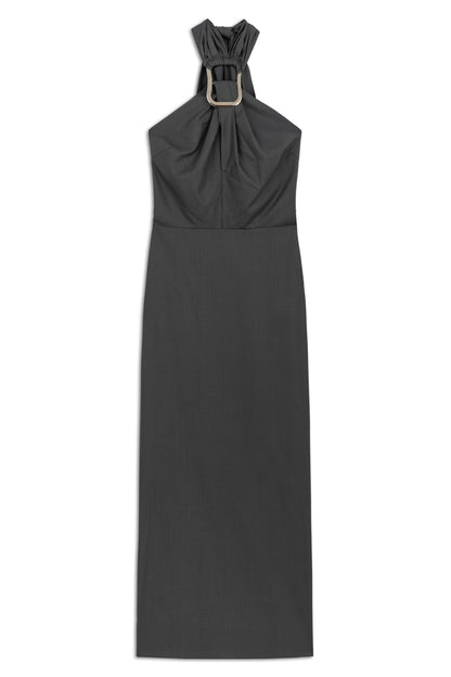 Anthracite Halter Neck Midi Dress