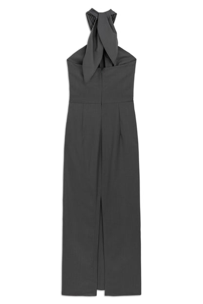 Anthracite Halter Neck Midi Dress