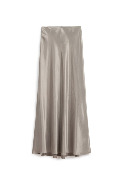 Mink Satin Look Midi Skirt