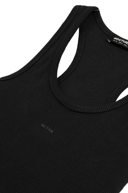 Black Sleeveless Ribbed Crop Top