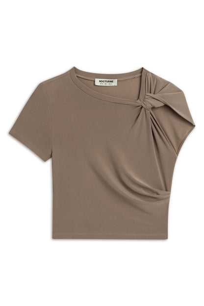 Brown Crop Top with Twisted Detail