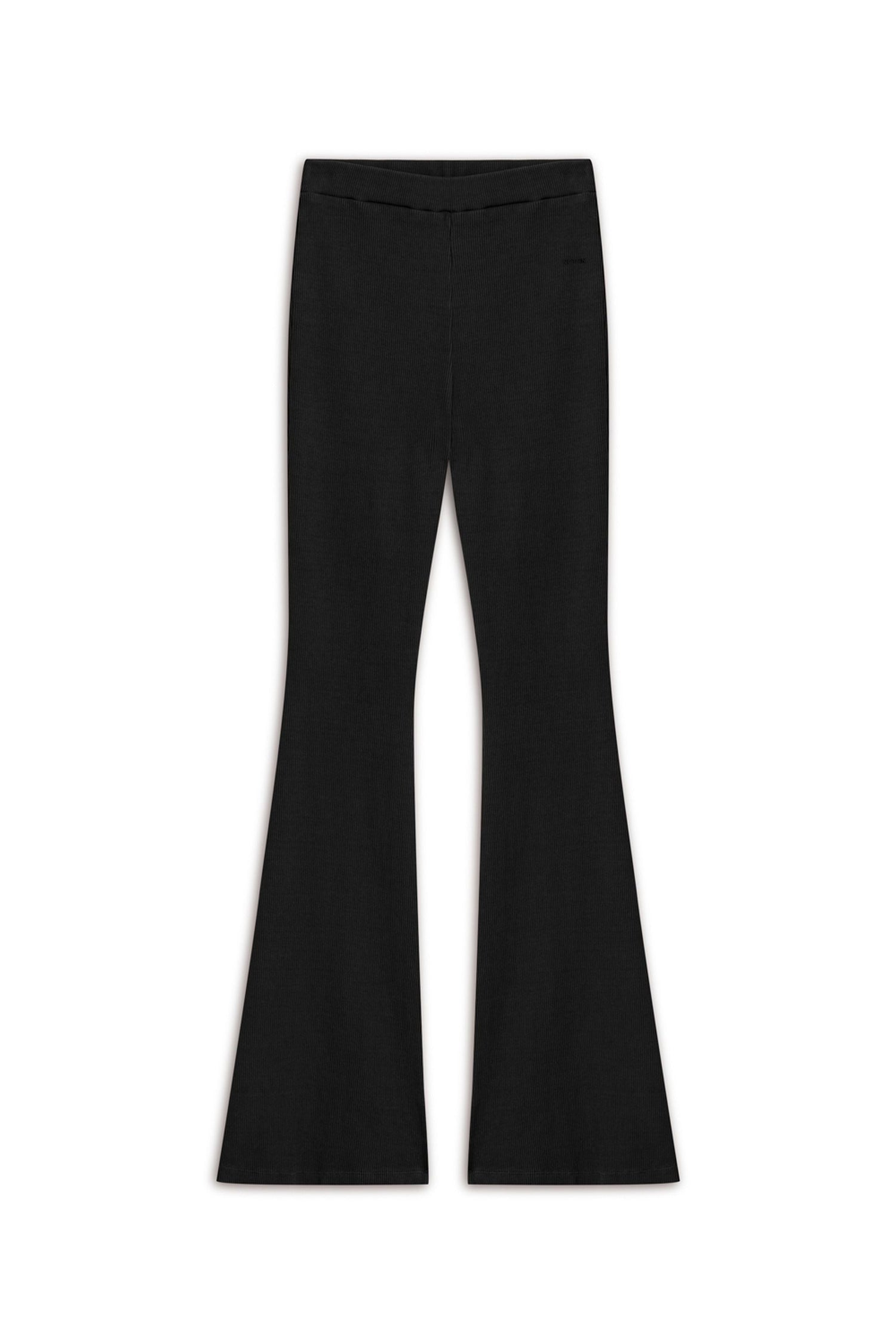 Black Ribbed Flared Trousers