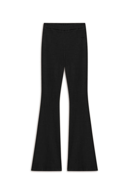 Black Ribbed Flared Trousers