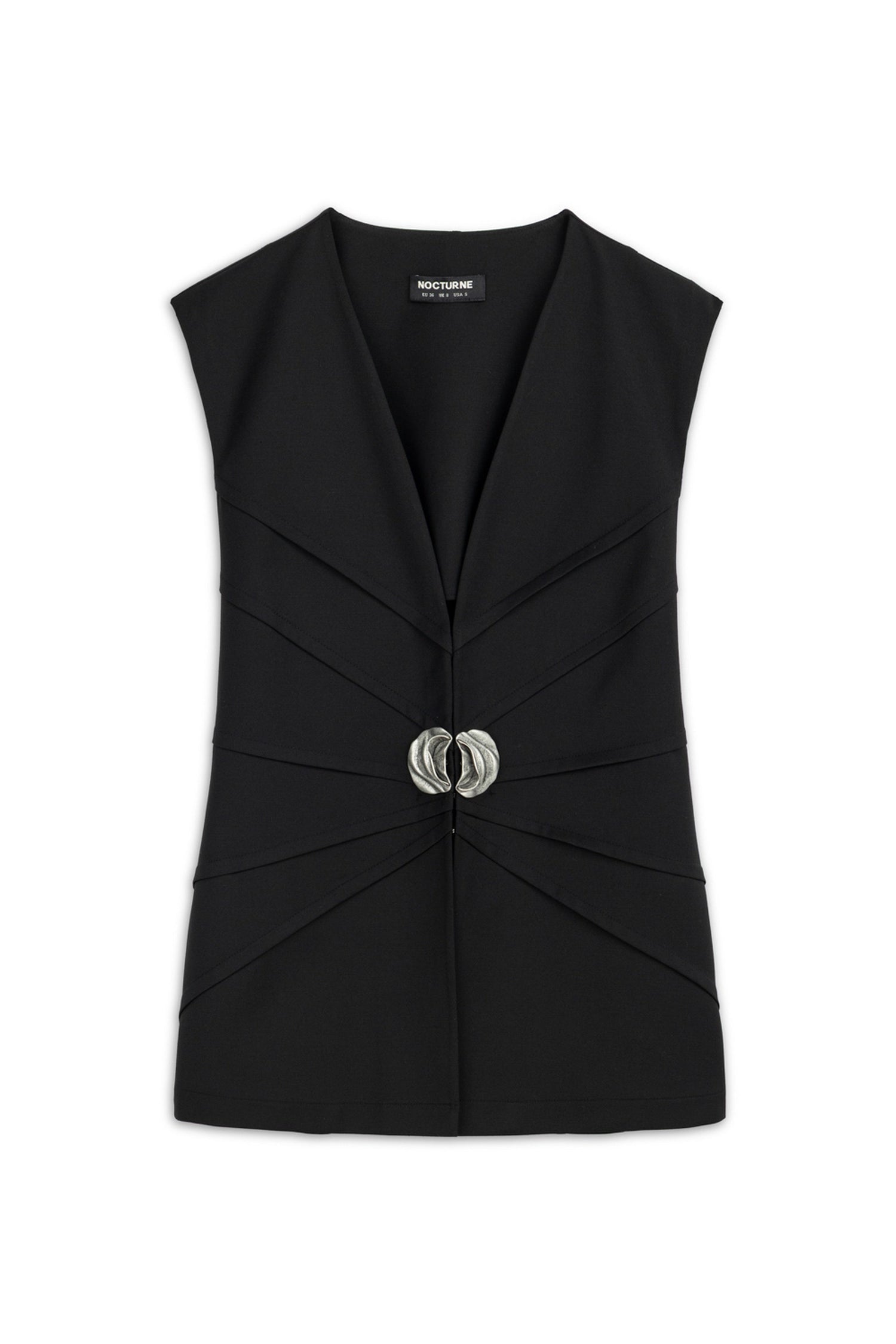 Black Metal Accessory Detailed Vest