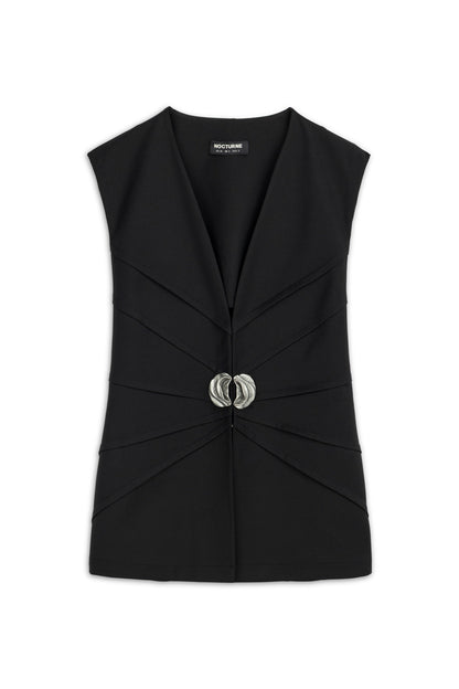 Black Metal Accessory Detailed Vest