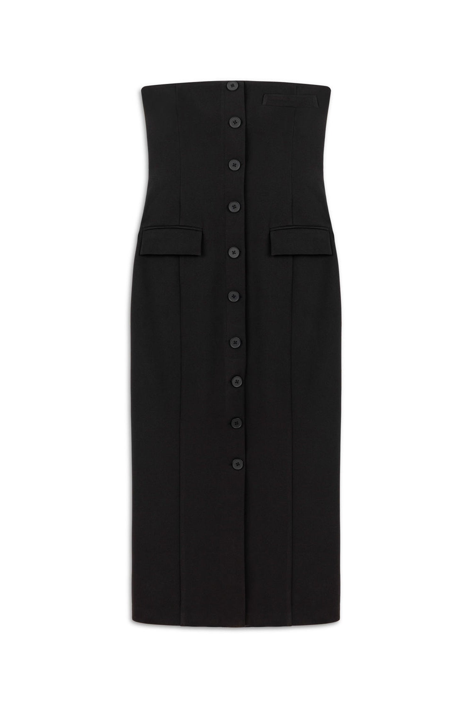 Black and White Shirt Detail Midi Dress