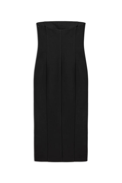 Black and White Shirt Detail Midi Dress
