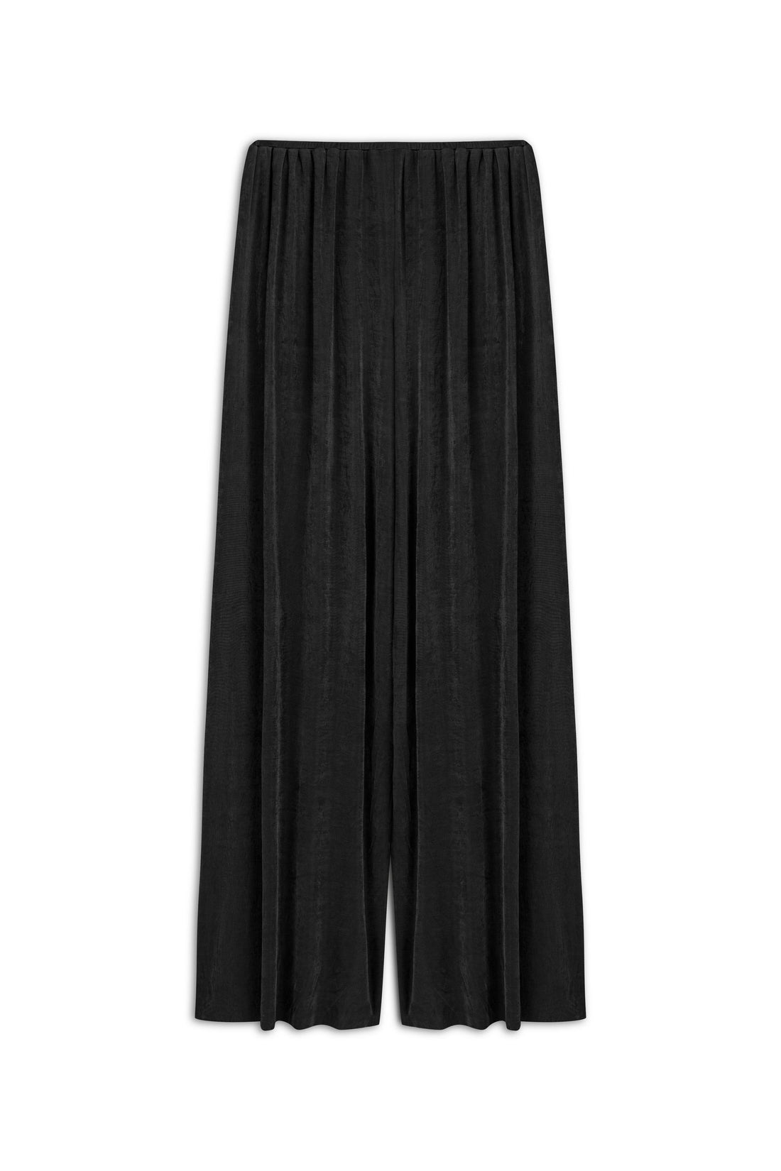 Black Gathered Detail Wide Leg Pants