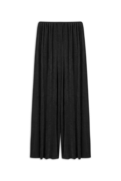 Black Gathered Detail Wide Leg Pants