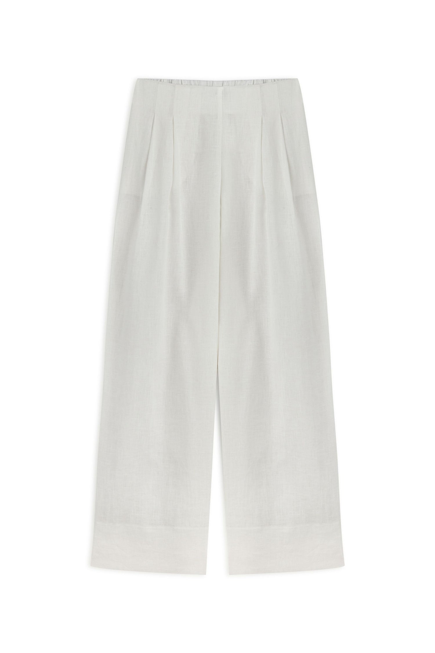 Ecru Linen Double Leg Pants