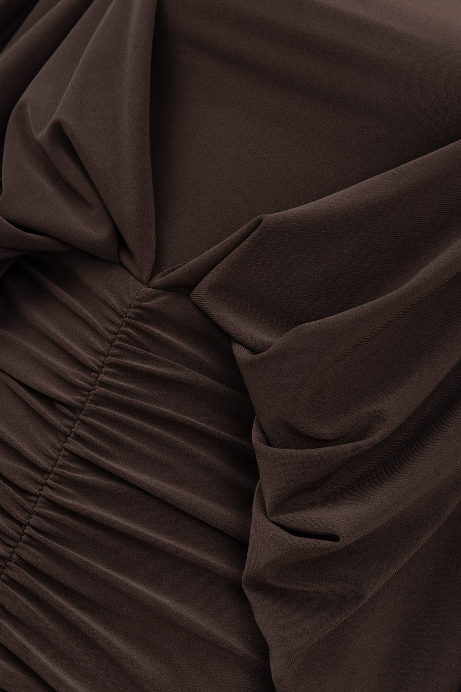 Coffee Boat Neck Draped Maxi Dress