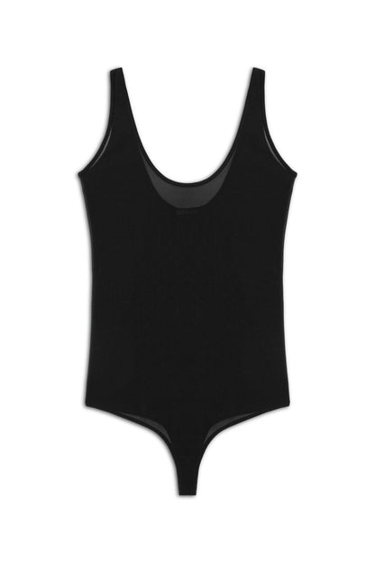 Black Sheer Opeen Back Bodysuit