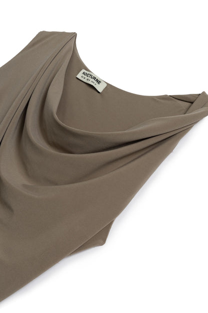 Coffee Maxi Dress with Gathered Detail