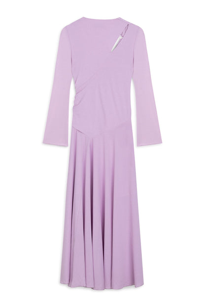 Lilac Long Sleeve Maxi Dress with Accessory Detail