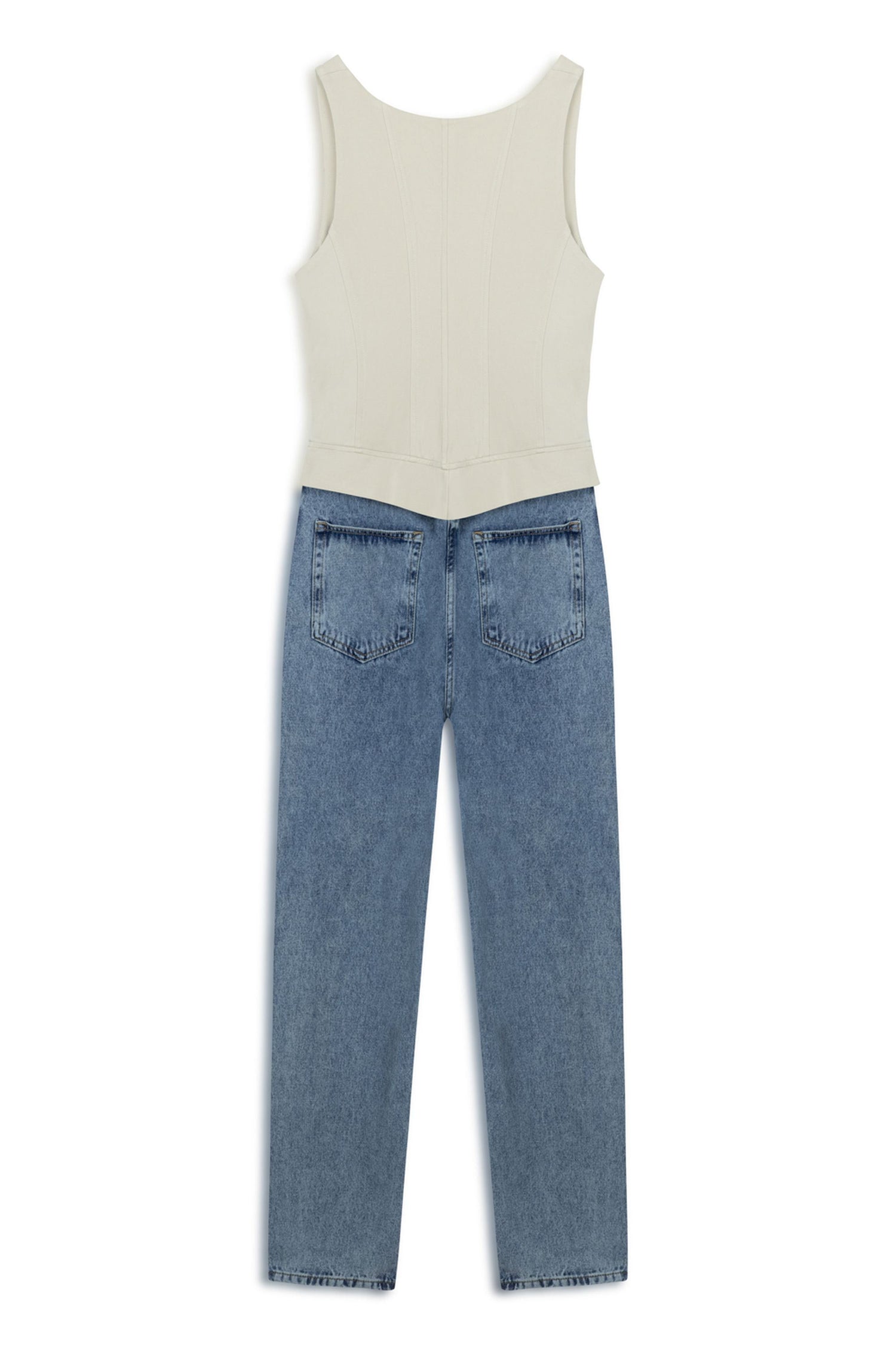 Denim Garnished Jumpsuit