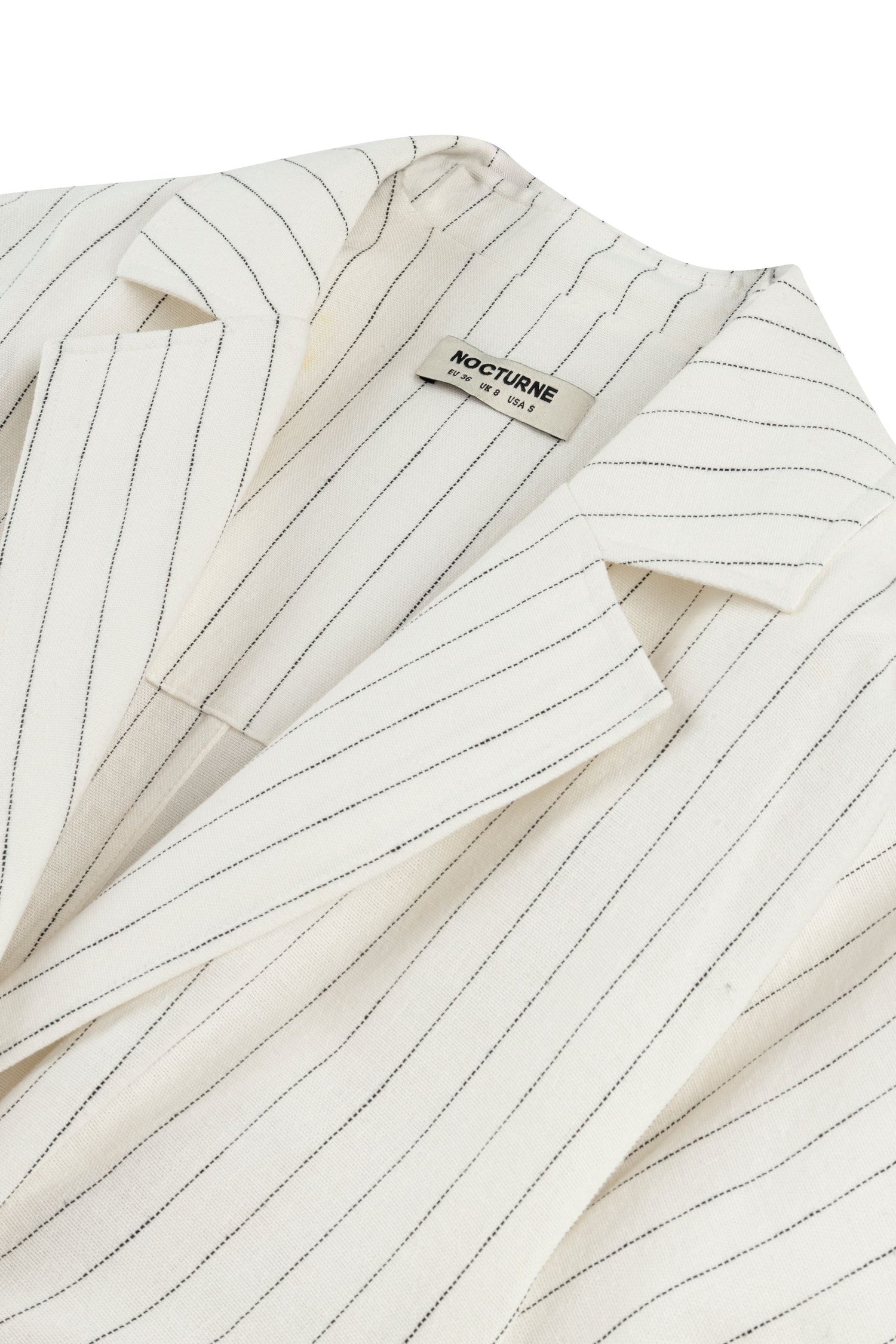 Ecru Striped Linen Blend Jacket