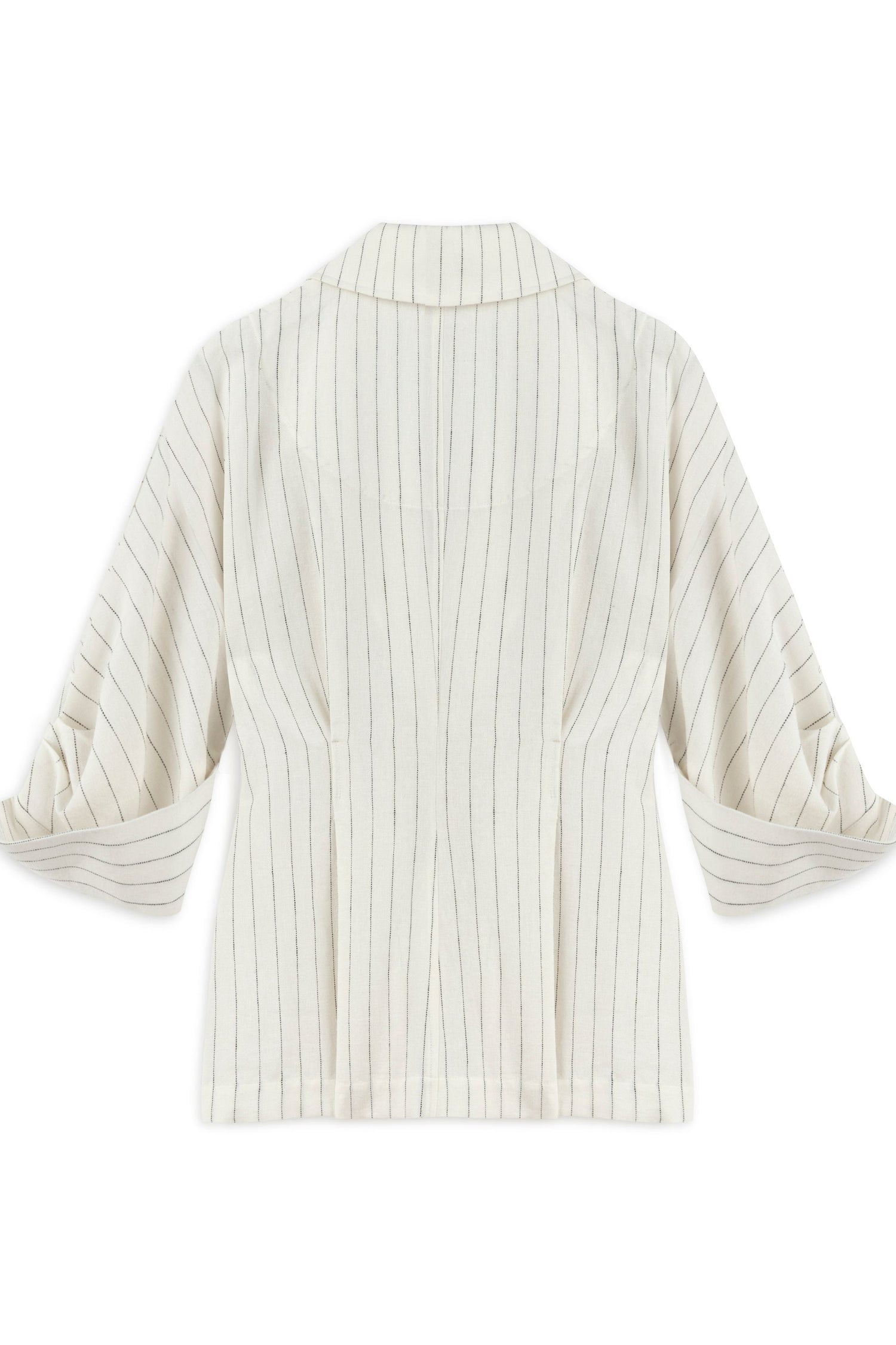 Ecru Striped Linen Blend Jacket