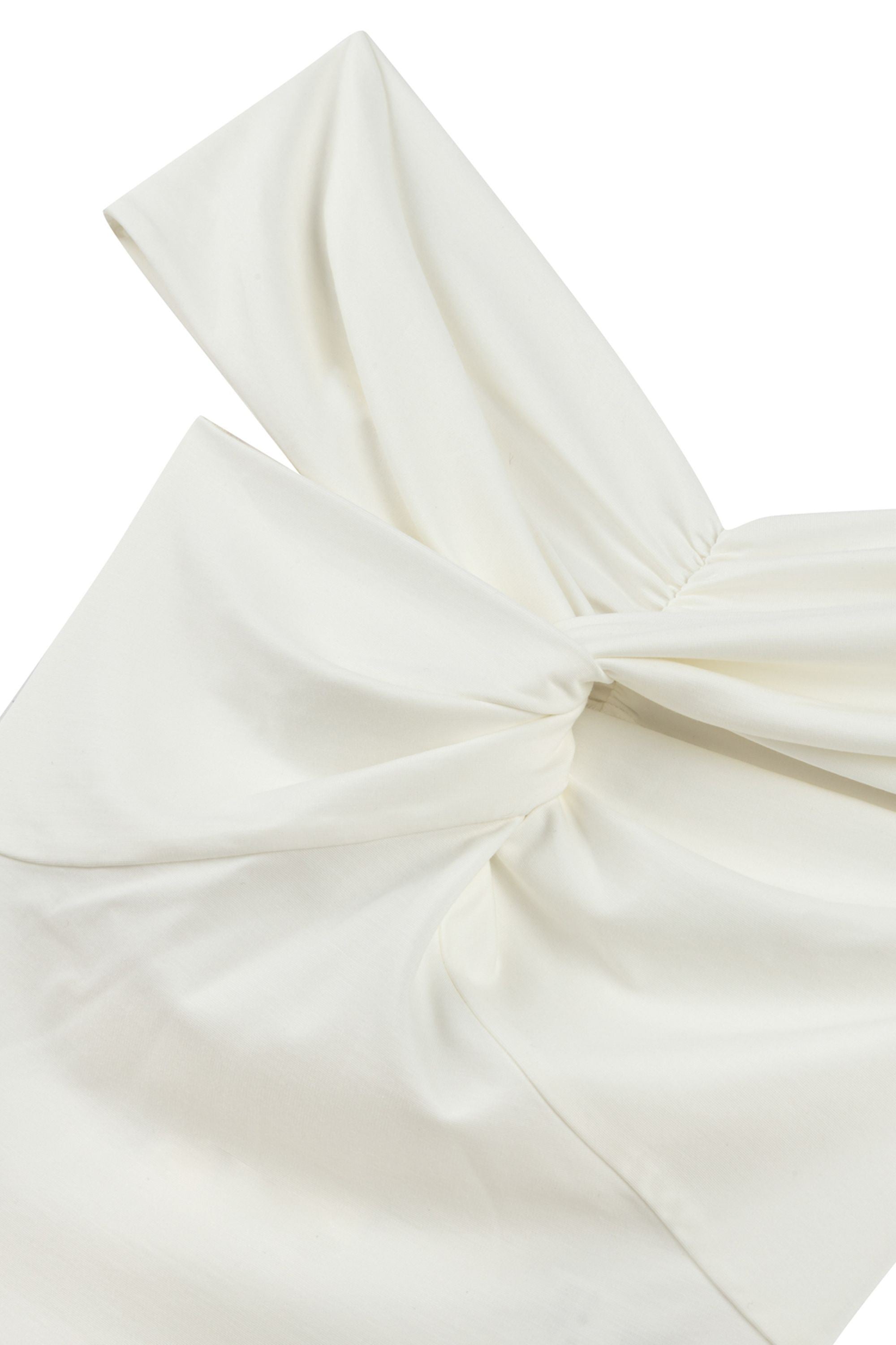 Ecru Twist Detail Open Shoulder Blouse