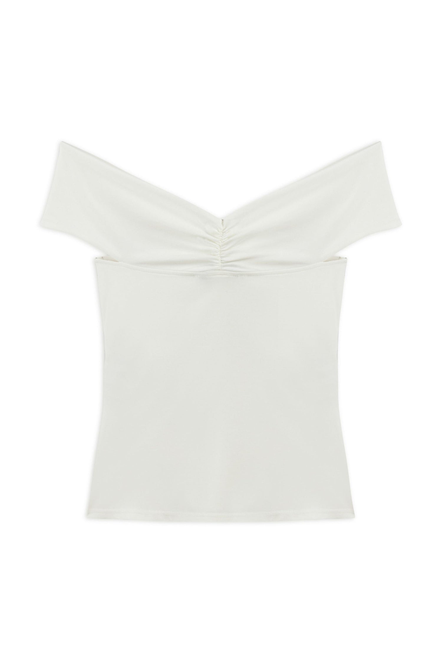 Ecru Twist Detail Open Shoulder Blouse