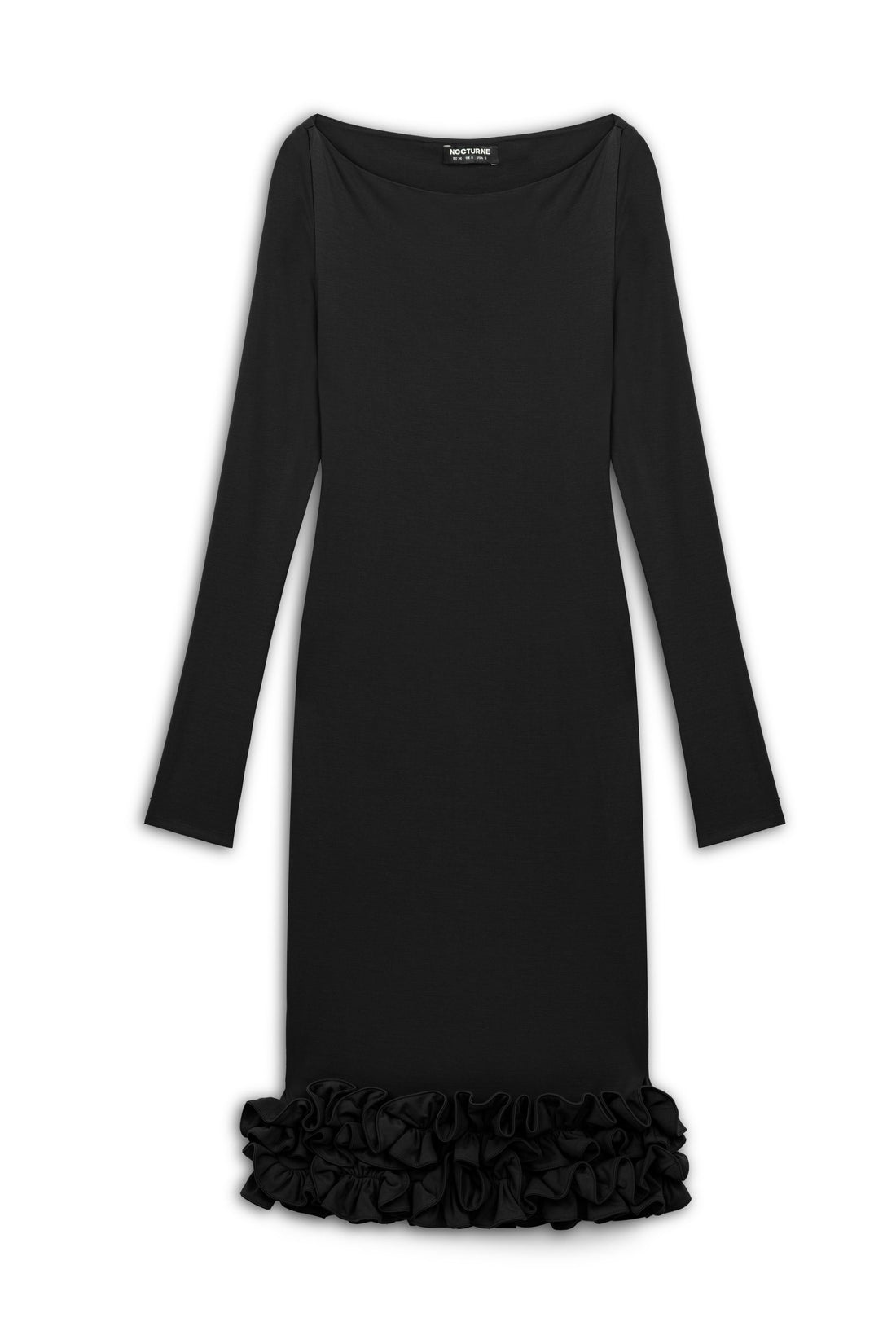 Black Jersey Maxi Dress with Ruffle Detail