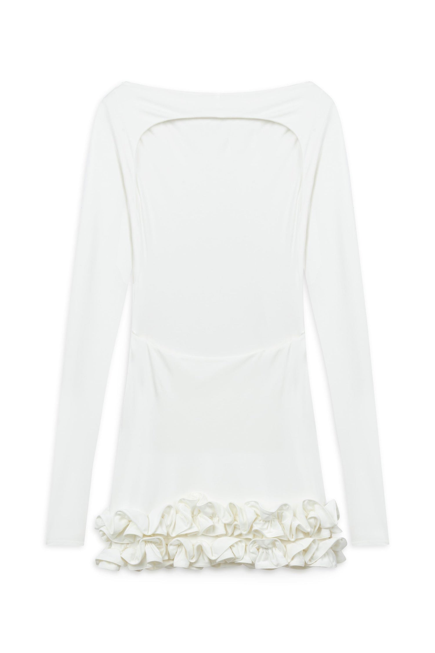 Ecru Frill Detailed Jersey Mini Dress
