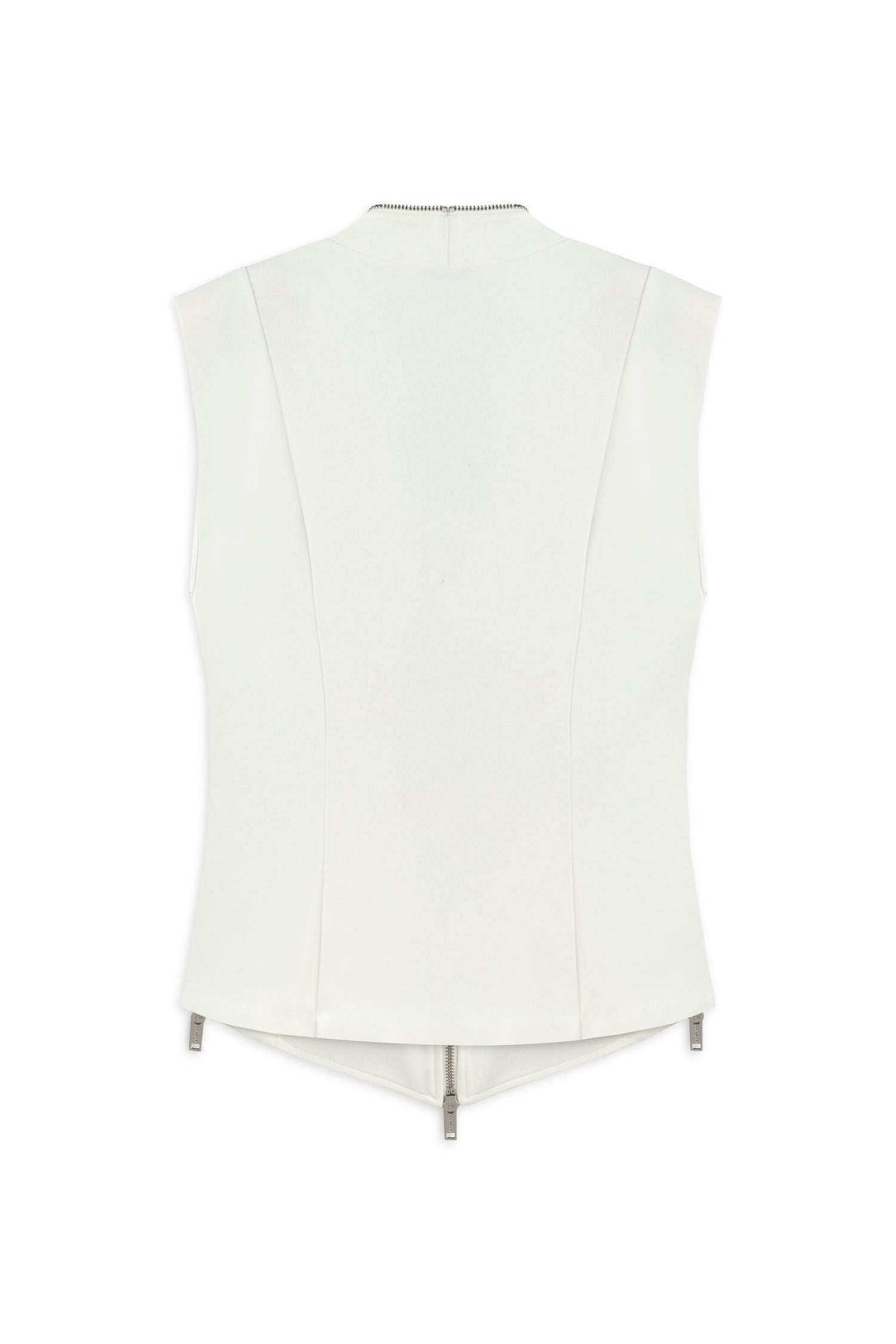 Ecru Zipper Design Woven Blouse