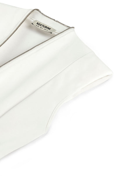 Ecru Zipper Design Woven Blouse