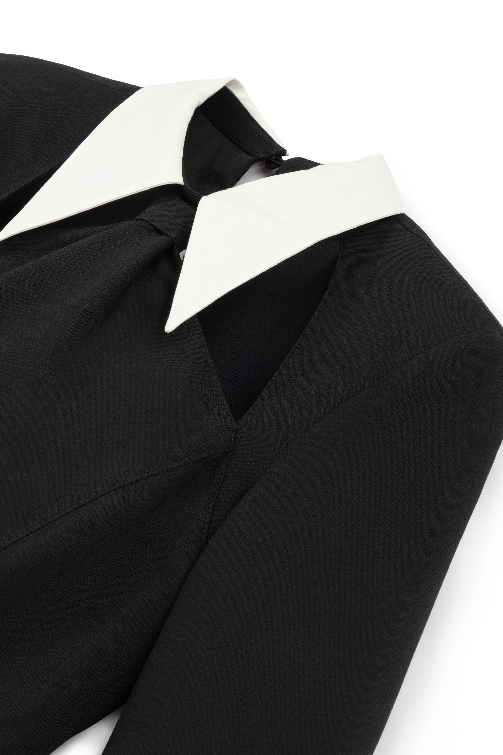 Black and White Tie Collar Mini Dress