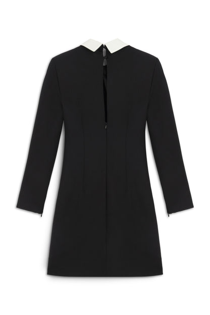 Black and White Tie Collar Mini Dress