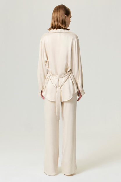Belted Shirt with Statement Buttons