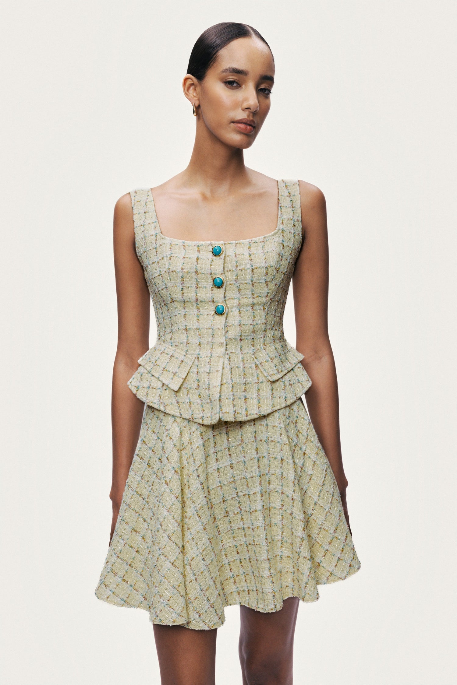 Button Accessory Tweed Bustier