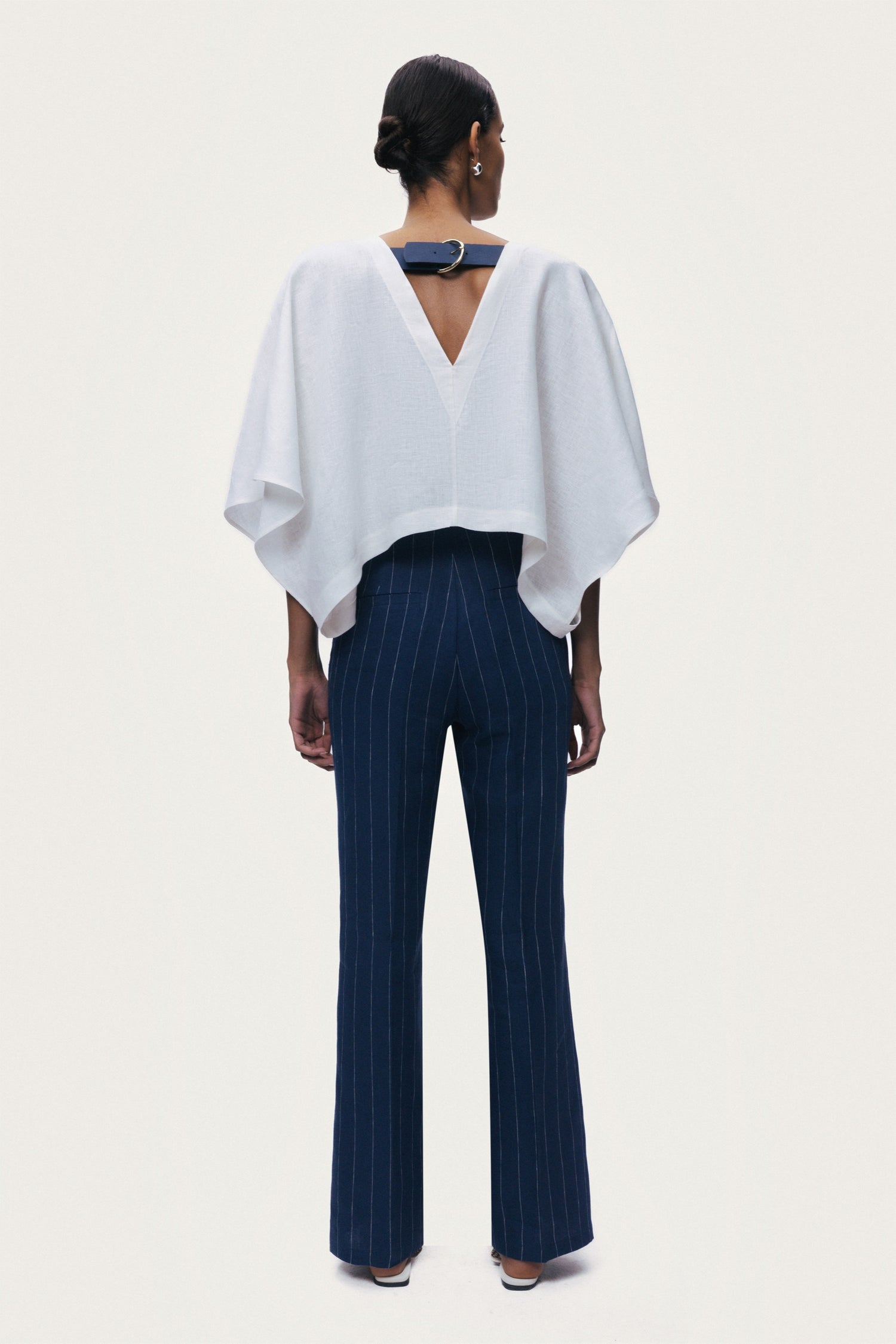 Belt Detail V-Neck Blouse