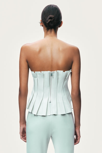Pleated Strapless Bustier Top