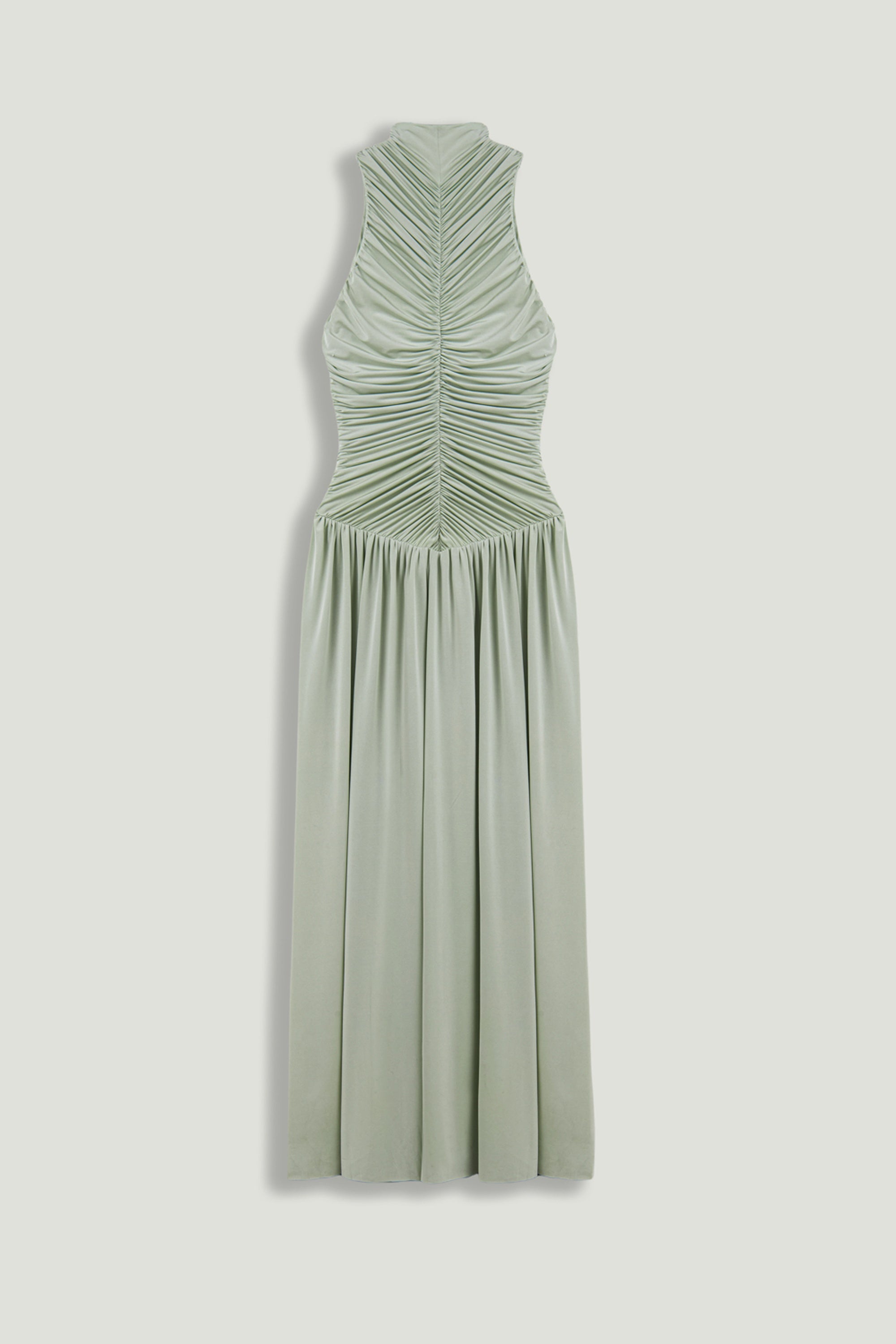 Draped Stand Collar Maxi Dress