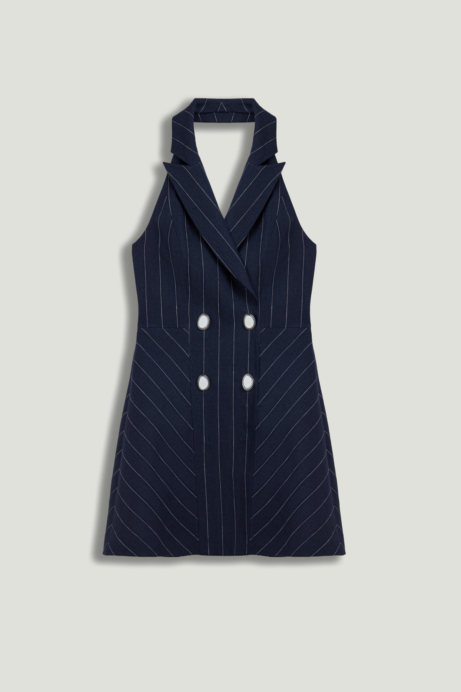 Double-Breasted Halter Neck Mini Dress