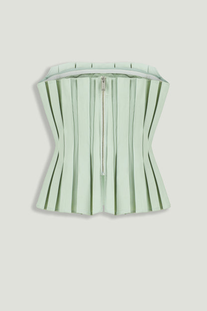 Pleated Strapless Bustier Top