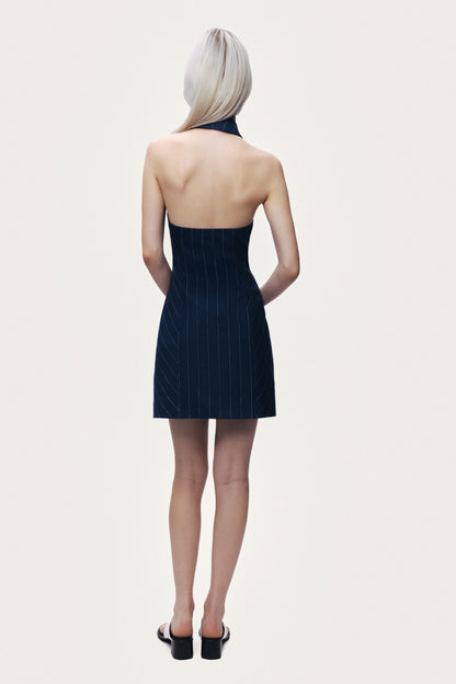 Double-Breasted Halter Neck Mini Dress
